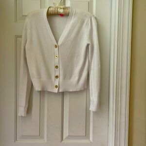 Beautiful  Lilly Pulitzer white cardigan Size XXS long sleeve light weight.